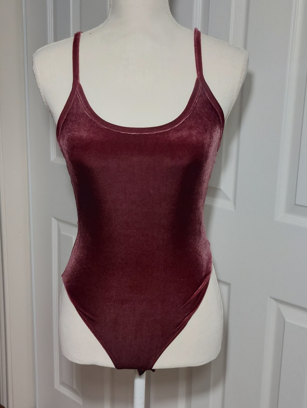 Velvet Burgundy Scoop Neck Bodysuit